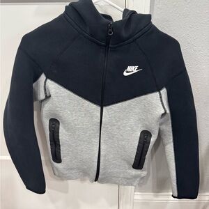 Nike Tech Kids Black and Gray Full-Zip Hoodie